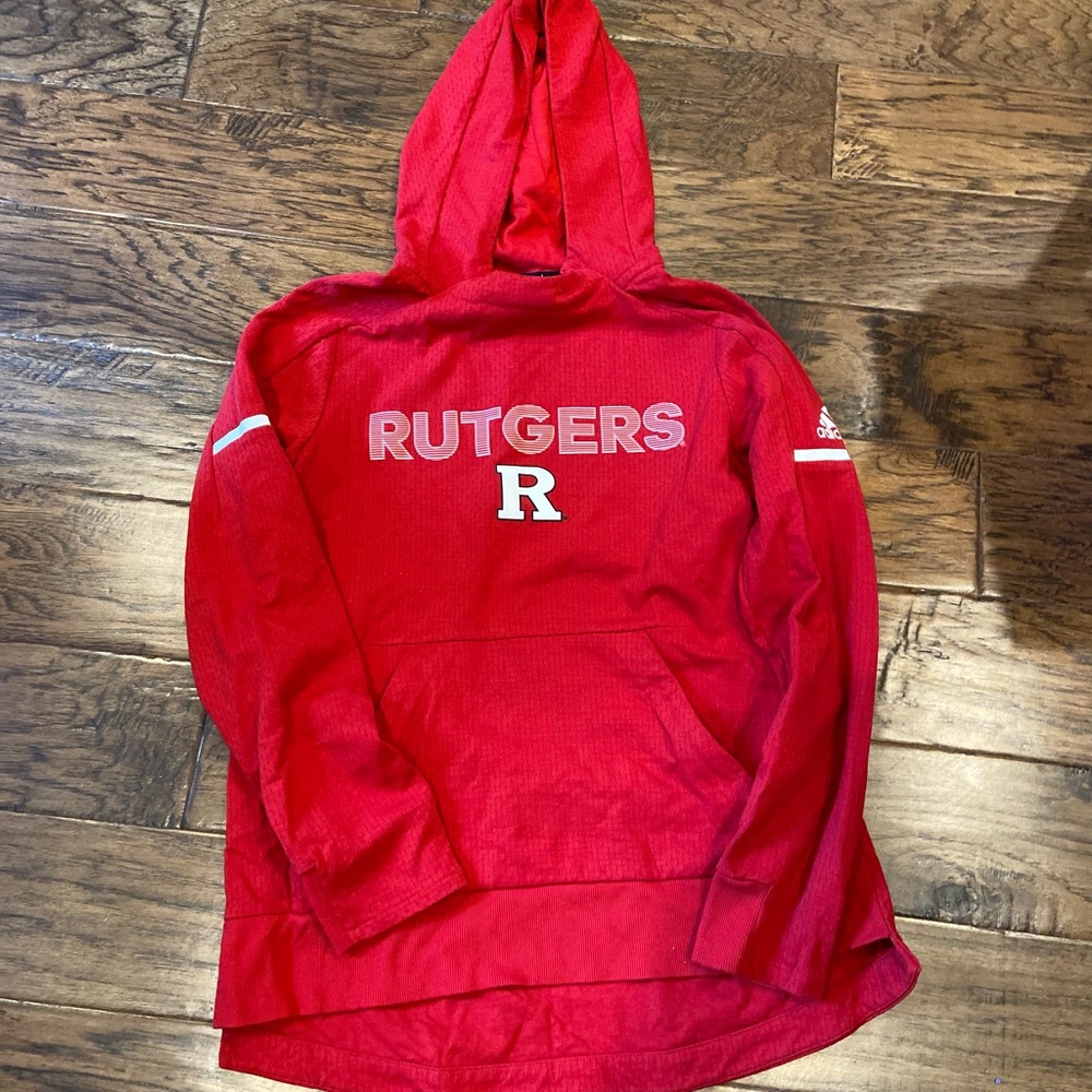 Medium Red Rutgers Adidas Hooded Sweatshirt